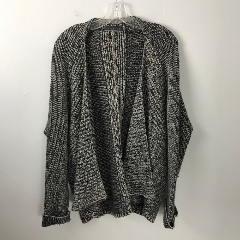 Velvet Knit Cocoon Open Cardigan Batwing Wool Cashmere Angora Blend